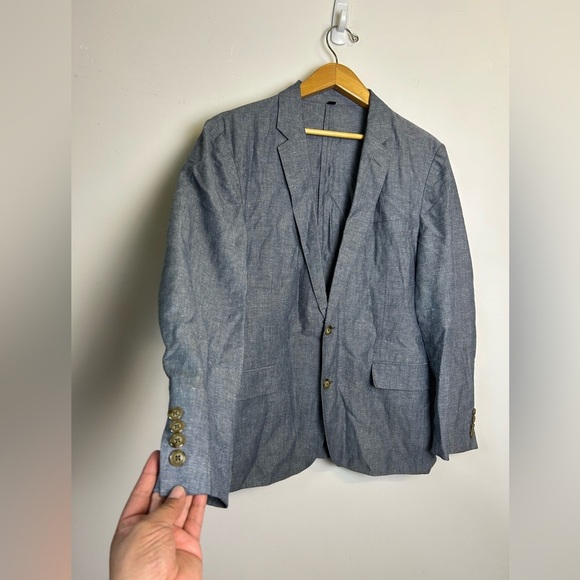 J.Crew LudLow Size 40s Mens Linen Sport Coat Blazer Gray Minimalist Old Money - Picture 2 of 16